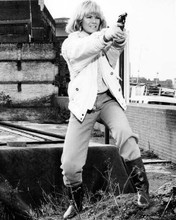 Glynis Barber full length both hands aiming gun Dempsey & Makepeace 8x10 photo