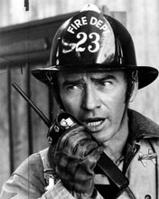 James Drury as Fire Chief holding radio short lived Firehouse TV 8x10 inch photo