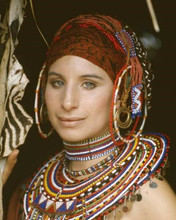 Barbra Streisand 1970's portrait in African style beads & head dress 8x10 photo