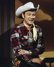 Roy Rogers in checkered western shirt and hat 8x10 inch photo