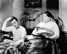 Laurel and Hardy Stan & Ollie wear night shirts in bed 8x10 inch photo