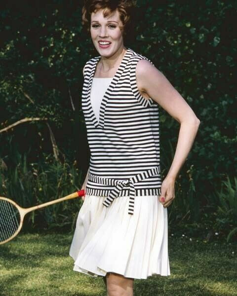 Julie Andrews in white tennis skirt holding raquet 1968 movie Star 8x10  photo - Moviemarket