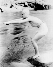 Bette Davis young pose in swimsuit about to dive into ocean 8x10 inch photo