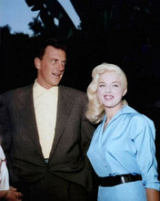 Diana Dors in blue dress 1950's with husband Dennis Hamilton 8x10 inch photo
