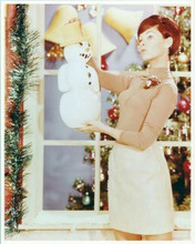 Yvonne Craig TV's Batgirl holds up snowman Christmas scene 8x10 inch photo