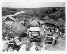 Mogambo 1953 view of set with Land Rover and cast in village 8x10 original photo