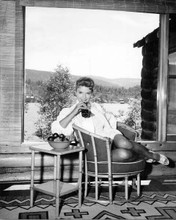 Patricia owens 1950's pose seated on chair sipping drink 8x10 original photo
