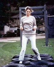Lindsay Wagner as The Bionic Woman on assault course in sweats 8x10 inch photo