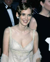 Wynona Ryder smiling in silver gown attending Academy Awards 8x10 inch photo