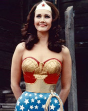 Lynda Carter with lovely smile hands behind back Wonder Woman outfit 8x10 photo