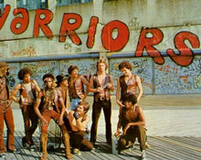 The Warriors 1979 Michael Beck & cast under Warriors graffiti on wall 8x10 photo