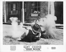 High Noon Gary Cooper in action firing pistol lying in street 8x10 inch photo