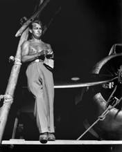 Alan Ladd beefcake bare chested stands by plane 1947 film noir Calcutta 8x10