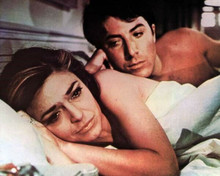 The Graduate Anne Bancroft turns to side in bed with Dustin Hoffman 8x10 photo