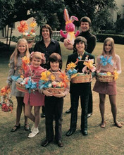 The Brady Bunch 1970 Brady kids pose with Easter baskets outside home 8x10 photo