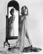 Carol Lynley full length pose holding sheer veil by mirror 1960's 8x10 photo