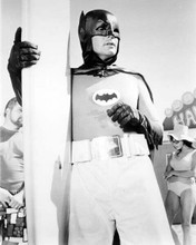 Batman 1966 TV series Adam West in Bat swimshorts with surf board 8x10 photo