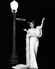 Gloria Swanson full length pose in gown & fur by Sunset Blvd sign 8x10 photo