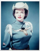 Dale Evans 1940's era pose in blue western shirt & hat studio 8x10 inch photo