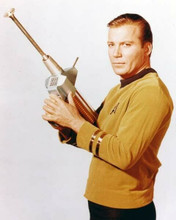 William Shatner holds futuristic gun as Captain Kirk Star Trek 8x10 inch photo
