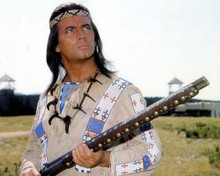 Pierre Brice as Winnetou holding rifle Karl May western classic 8x10 inch photo