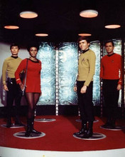 Star Trek 1967 Sulu Uhura Scotty & Chekov on transporter pads 8x10 inch photo
