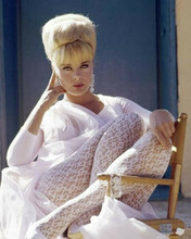 Elke Sommer gorgeous 1960's pose with white stockings seated 8x10 inch photo