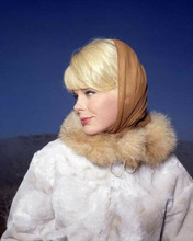 Elke Sommer 1960's portrait in fur jacket & head scarf looks to side 8x10 photo
