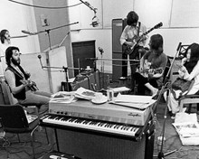 The Beatles John Paul Ringo & george in Let it Be studio with Yoko 8x10 photo