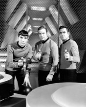 Star Trek Nimoy Shatner & Doohan as Spock Kirk & Scotty phasers at ready 8x10
