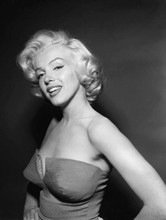 Marilyn Monroe beautiful glamour pose smiling seductively in off-shoulder dress