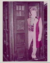 Doctor Who vintage 1980's 8x10 photo Colin Baker exits the Tardis