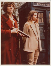 Doctor Who vintage 1970's 8x10 photo Tom Baker Lalla Ward with Tardis