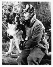 Clark Gable poses with dog sitting on log Call of the Wild 8x10 inch photo