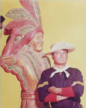 Larry Storch as Corporal Rand posing by Indian statue F Troop TV series 8x10