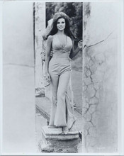 Raquel Welch busty in jumpsuit poses on pillar 8x10 photo