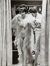 Natalie Wood in bra and panties puts on stripper's feather boa Gypsy 8x10 photo