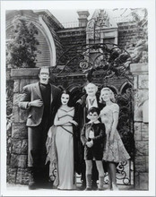 The Munsters Herman Lily Grandpa Eddie & Marilyn pose outside home 8x10 photo