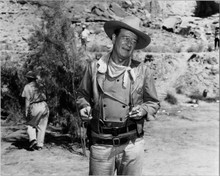 John Wayne rare on set in between takes The Comancheroes smoking cigarette 8x10