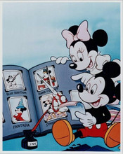 Mickey and Minnie Mouse vintage 8x10 photo looking at scrap book