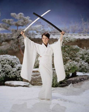 Lucy Liu holds swords aloft as O-Ren Ishii 2003 Kill Bill 8x10 inch photo