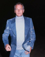 Paul Newman circa 1969 wears blue denim jacket and jeans 8x10 inch photo