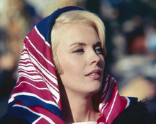 Jean Seberg looks chic with scarf on head circa 1960's era 8x10 inch photo