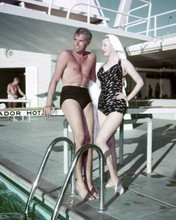 Fernando Lamas Arlene Dahl in swimwear by Ambassador Hotel L.A. pool 8x10 photo