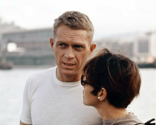 Steve McQueen in white t-shirt on set The Sand Pebbles with Neile 8x10 photo