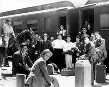 Laurel and Hardy Stan & Ollie in nightshirts on train platform 8x10 inch photo