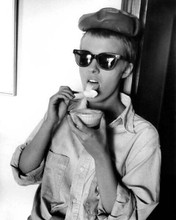 Jean Seberg on set between takes enjoys ice cream 8x10 inch photo