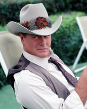 Larry Hagman in stetson gives classic J.R. stare Dallas 8x10 inch photo
