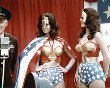Wonder Woman 1976 Lynda Day George as Fausta next to Lynda Carter 8x10 photo