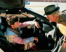 Back To The Future 3 Michael J. Fox in De Lorean Christopher Lloyd 8x10 photo